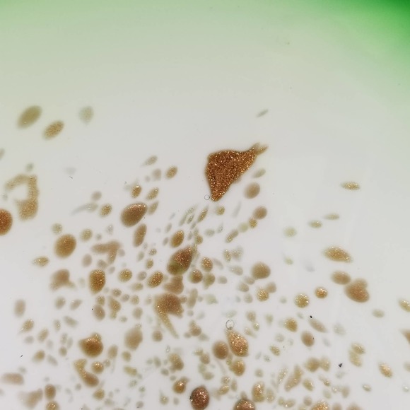 Art Glass Ash Tray Green White Gold Flecks - Picture 11 of 13